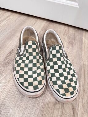 Vans Checkerboard Slip On Green White Women’s 7.5 Men’s 6.5 Skate Shoes
